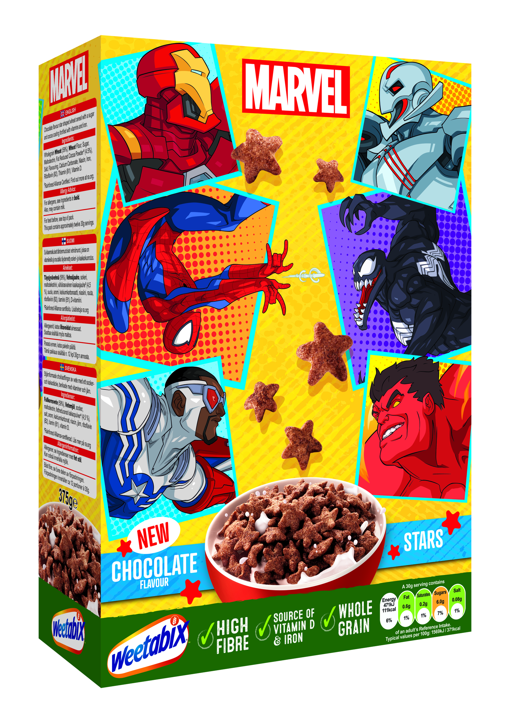 Cereales con chocolate Weetabix Marvel Stars 375g