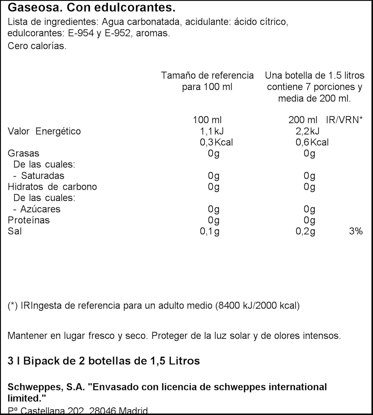 Gaseosa La Casera 1,5l pack 2