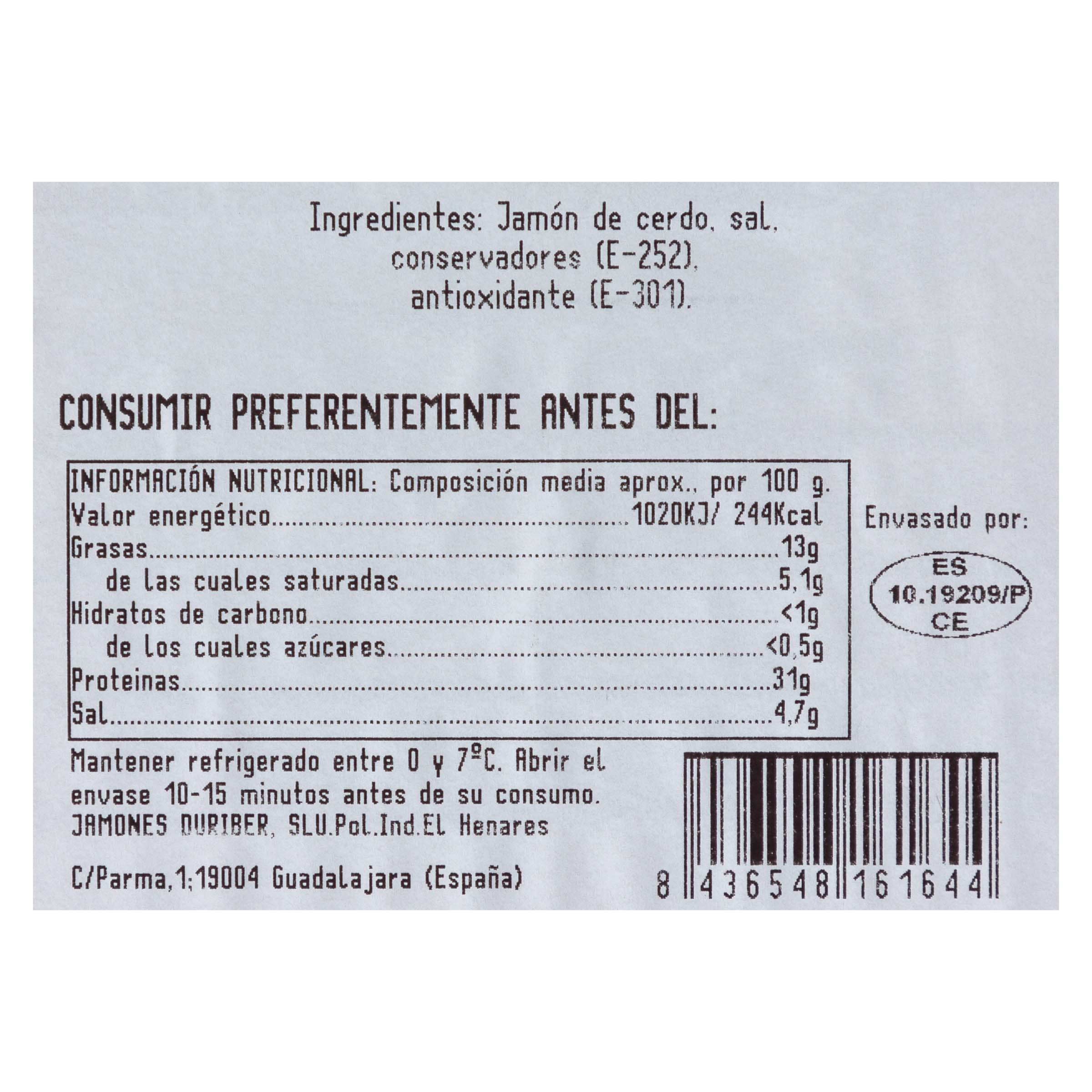 Jamón gran reserva duroc en lonchas Magno 90g