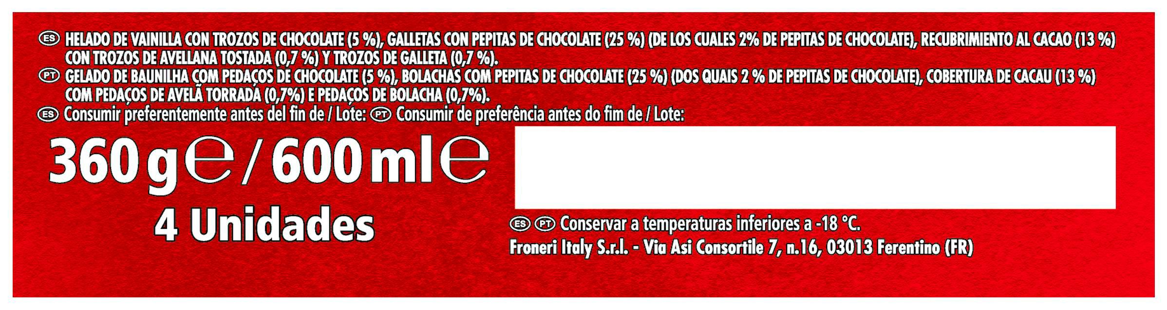 Helado Maxibon Nestlé Cookies 4 uds