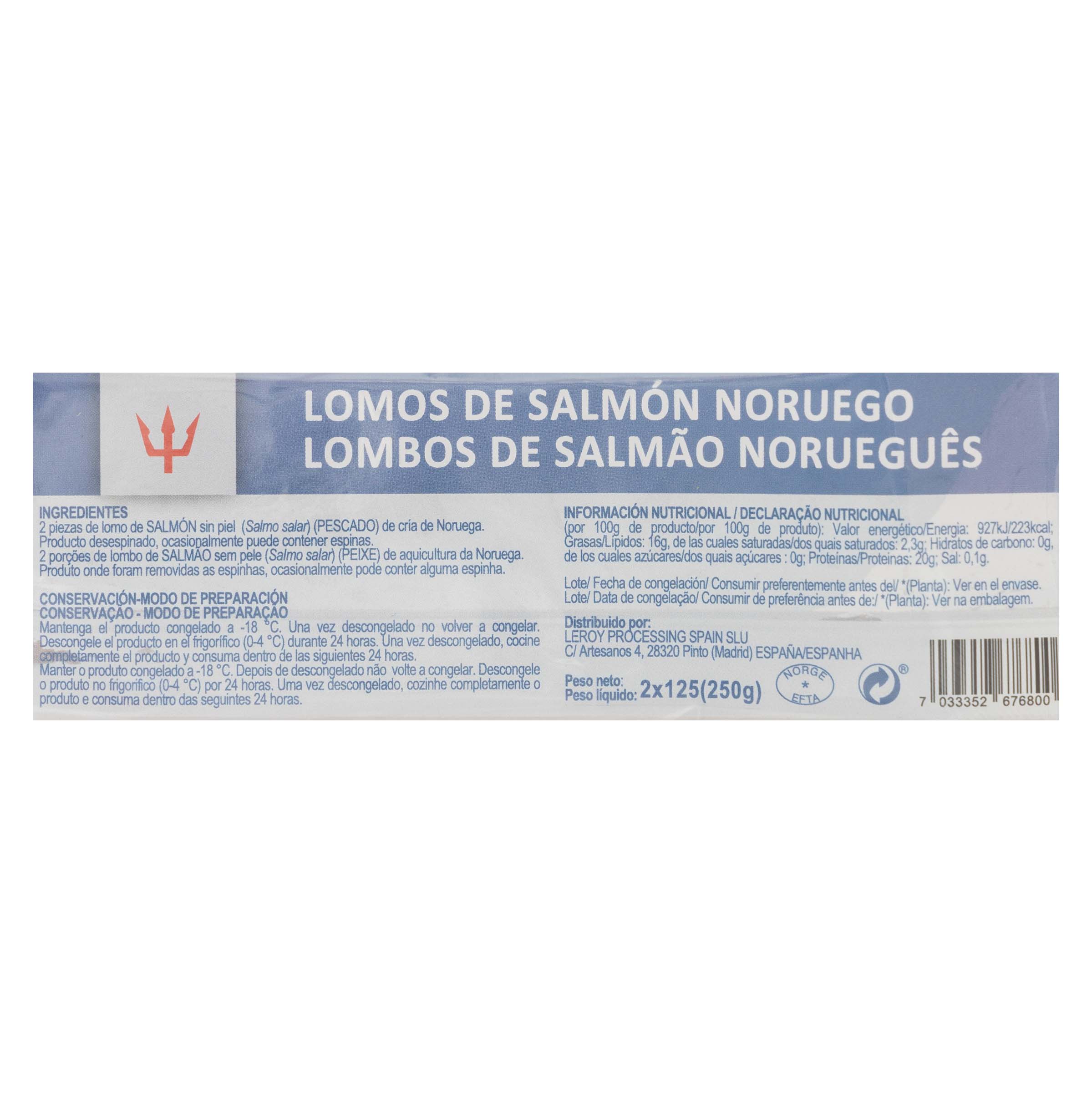 Salmón noruego Poseidón en lomos 250g