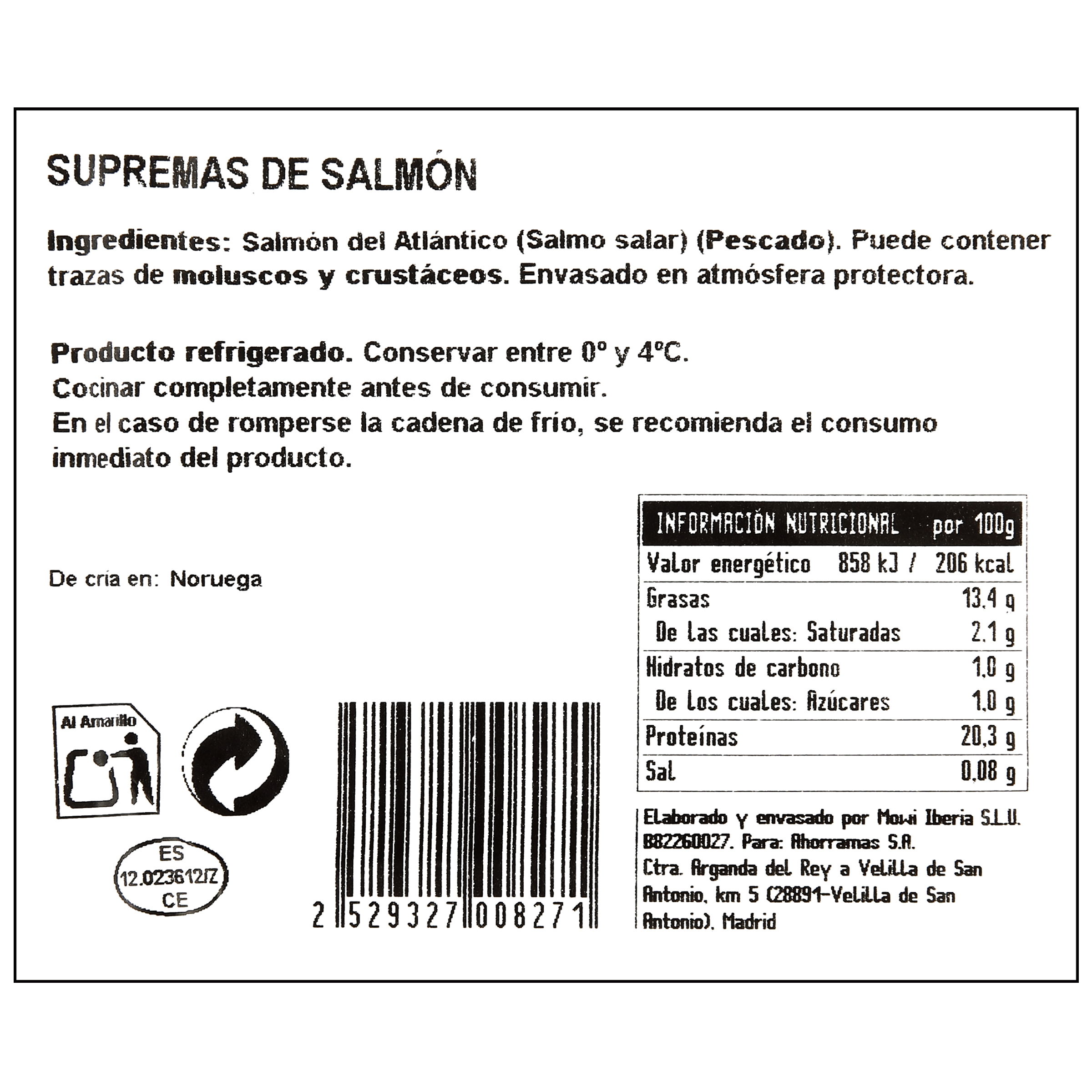Salmón Suprema Mowi bandeja 350gr aprox