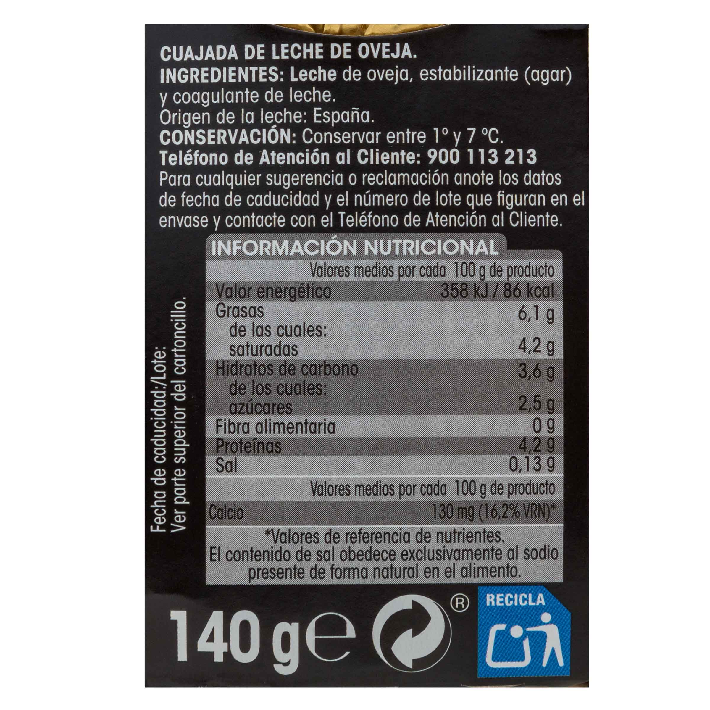 Cuajada Alipende 140g oveja