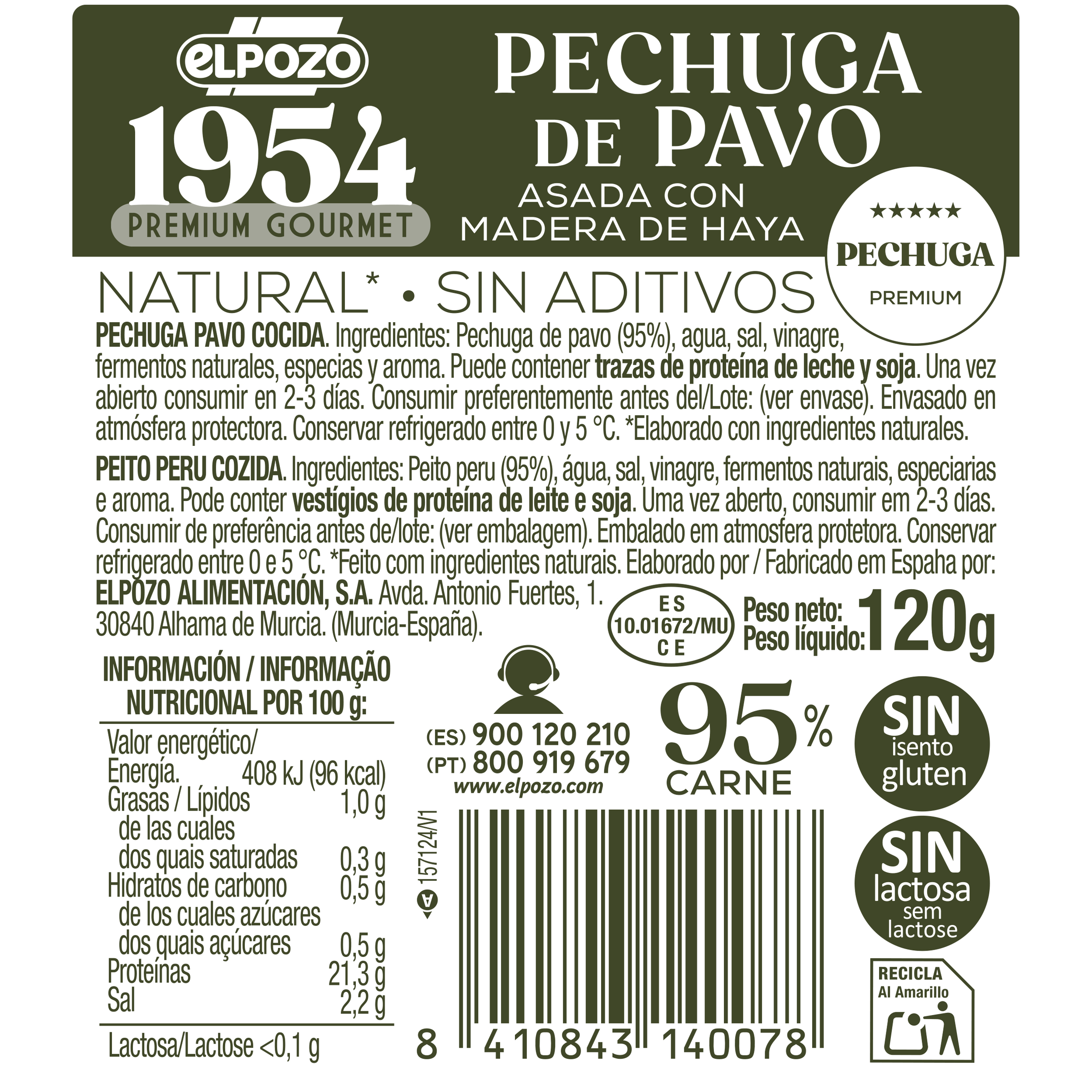 Pechuga Pavo Sin Gluten Y Sin Lactosa Legado 120G Natural Sin Aditivos