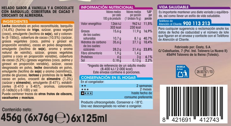 Helado cono Alipende 6 uds vainilla y chocolate