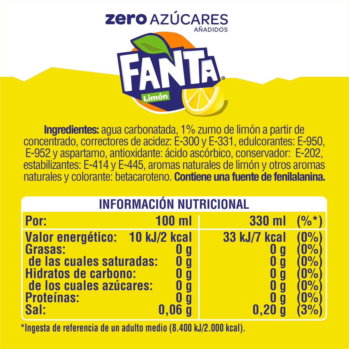 Refresco limón Fanta lata 33cl zero azúcares