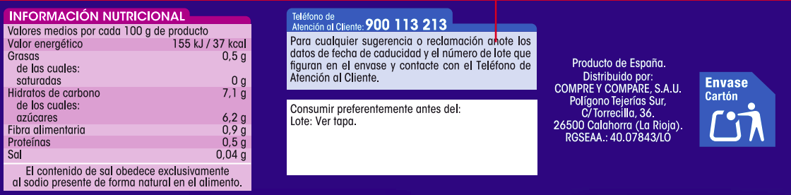 Melocoton en almibar Alipende pack 3