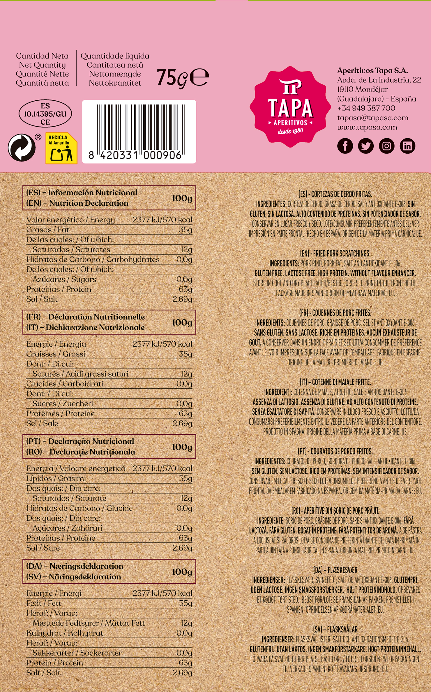 Cortezas de jamón Maestra Tapa 75g