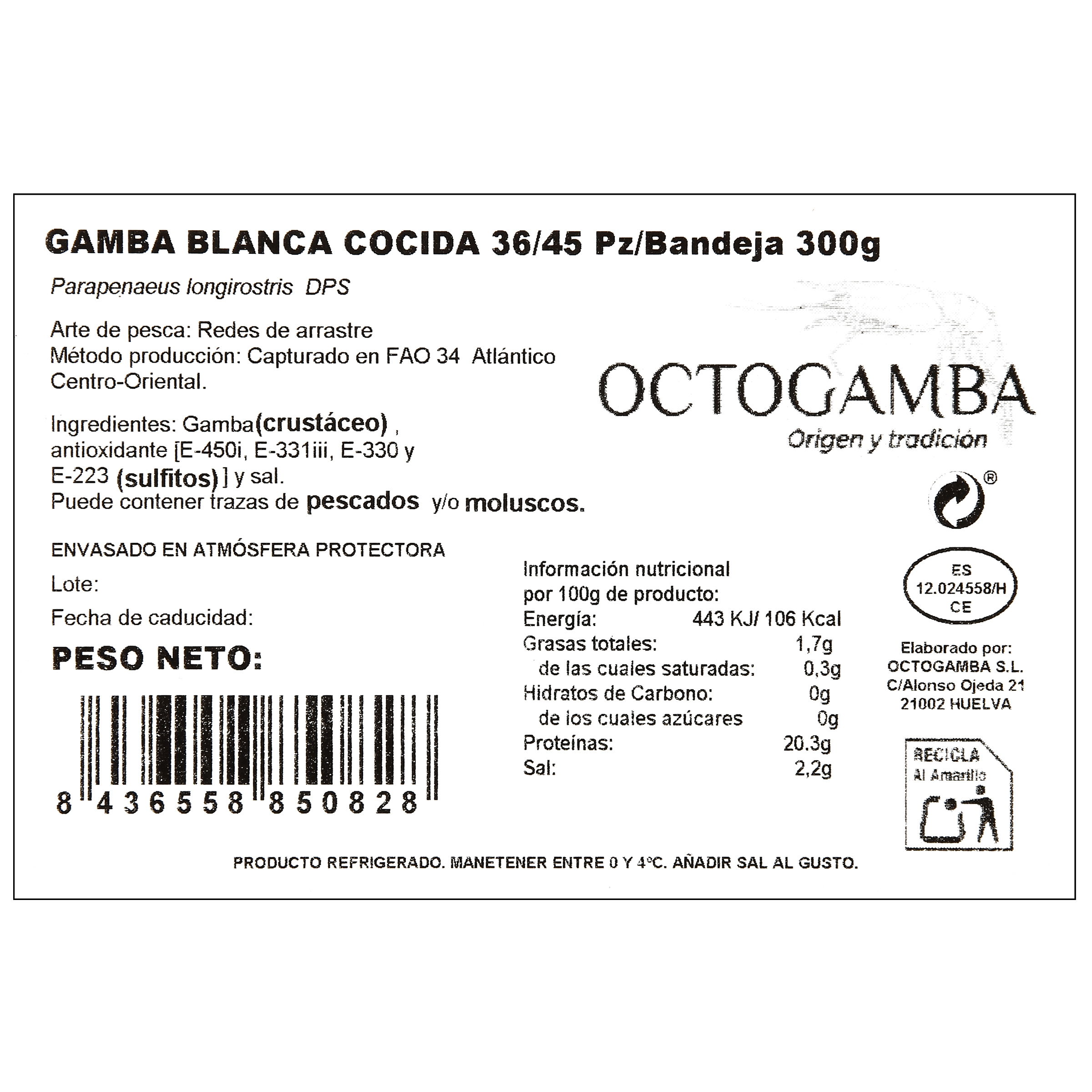 Gamba blanca cocida Octogamba 300g