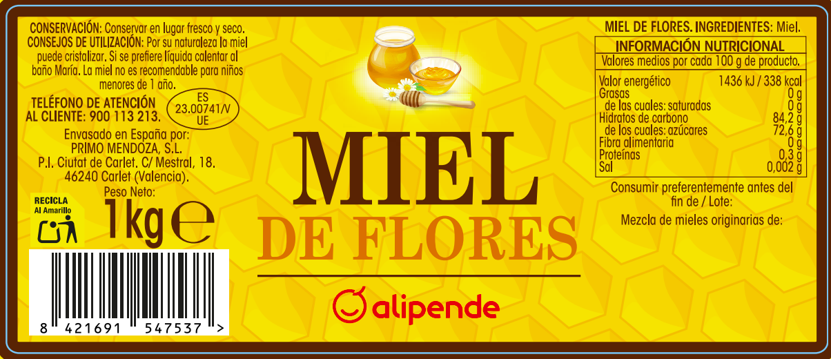 Miel de flores Alipende 1kg