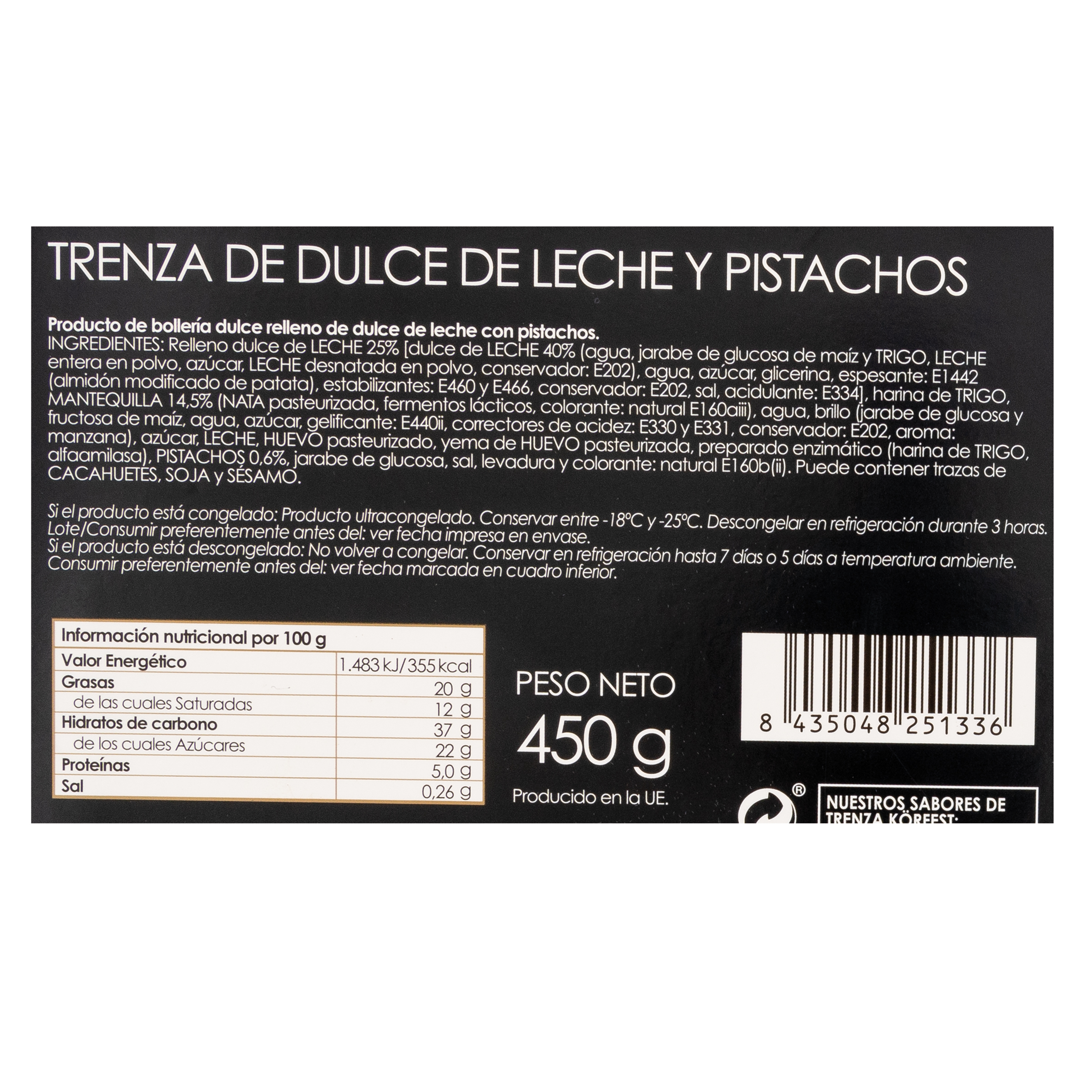 Trenza K&ouml;rfest dulce de leche y pistacho 450g