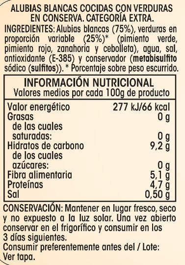 Alubia blanca con verdura Alipende 400g