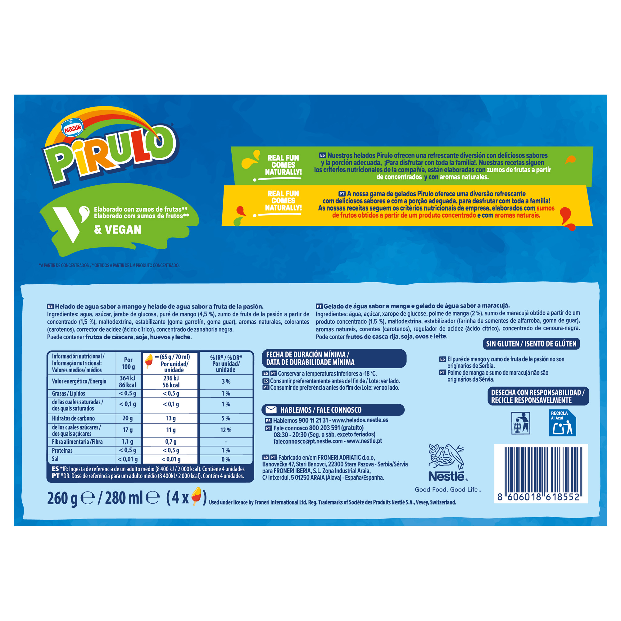 Pirulo Nestle 4U Mango
