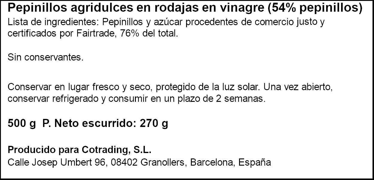Pepinillo en rodajas agridulce Hugo Reitzel 270g