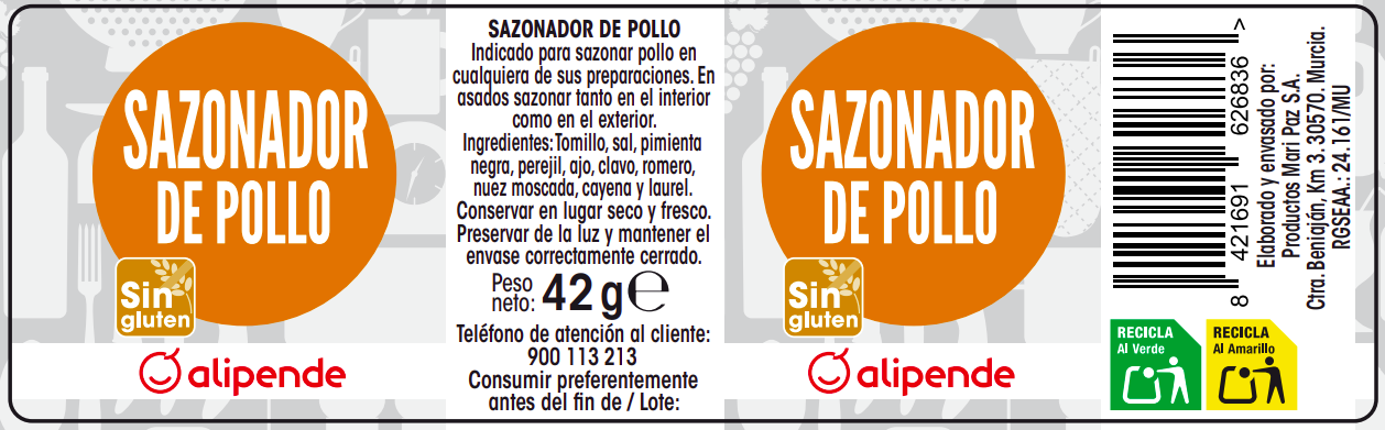 Sazonador Alipende 42G Pollo