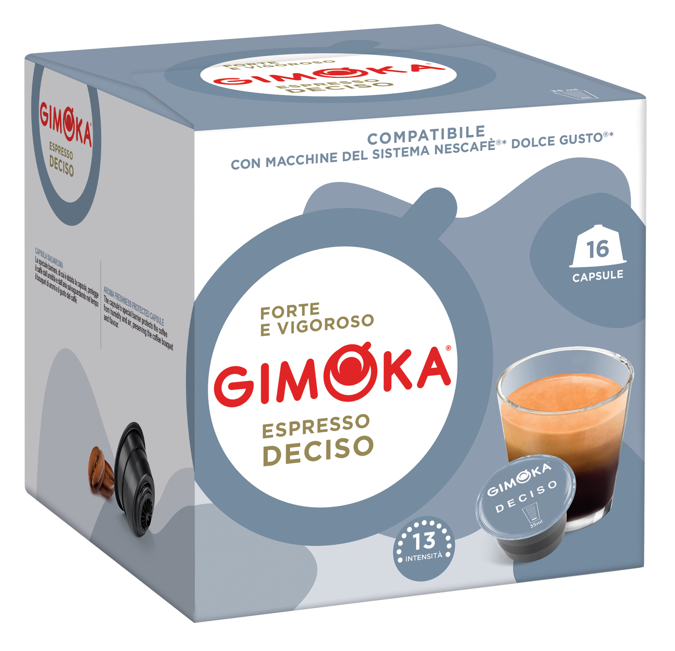 Cápsulas de café compatibles con Dolce Gusto espresso deciso Gimoka 16 cápsulas