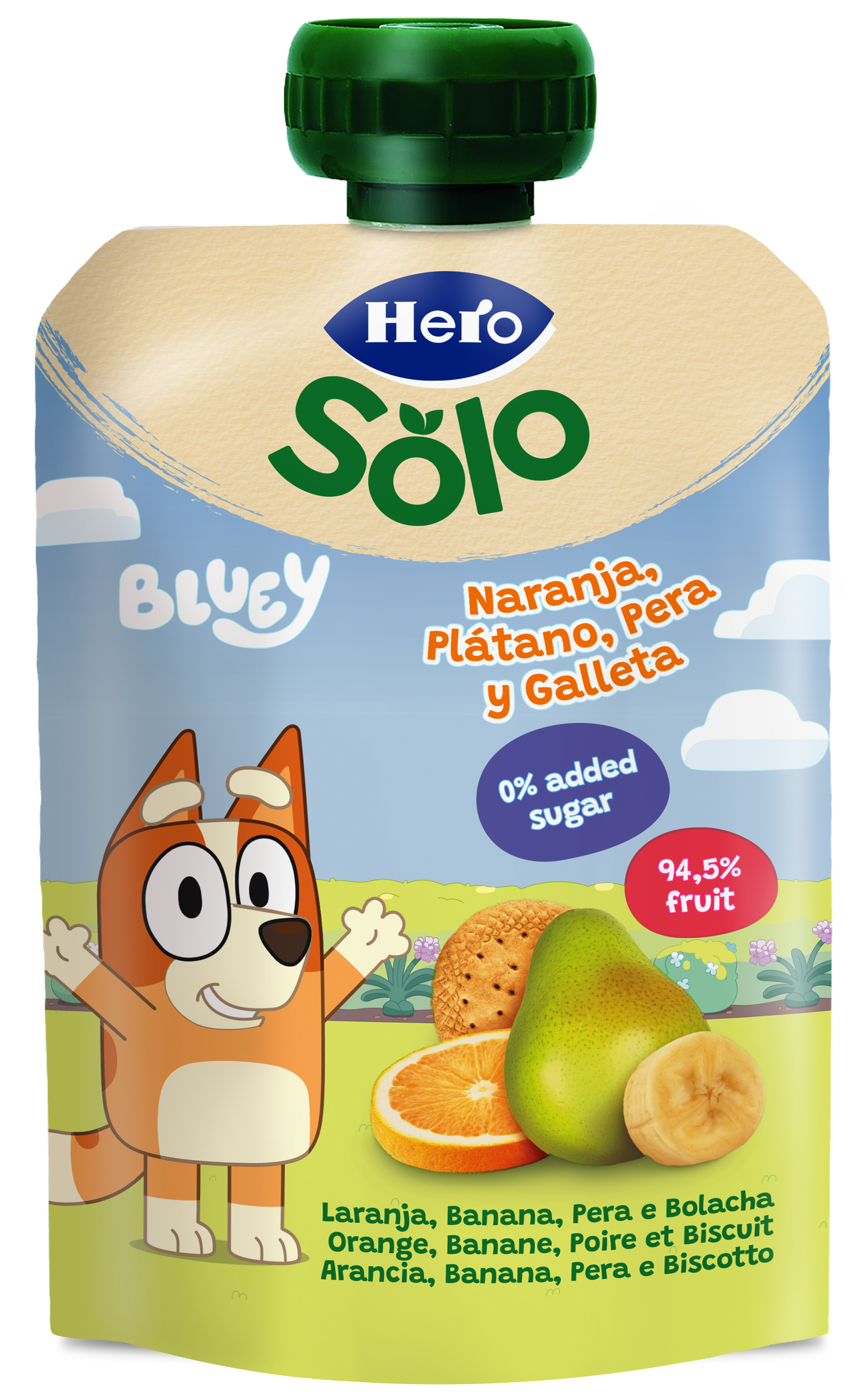 Pouch Hero Solo naranja plátano pera y galleta 100g