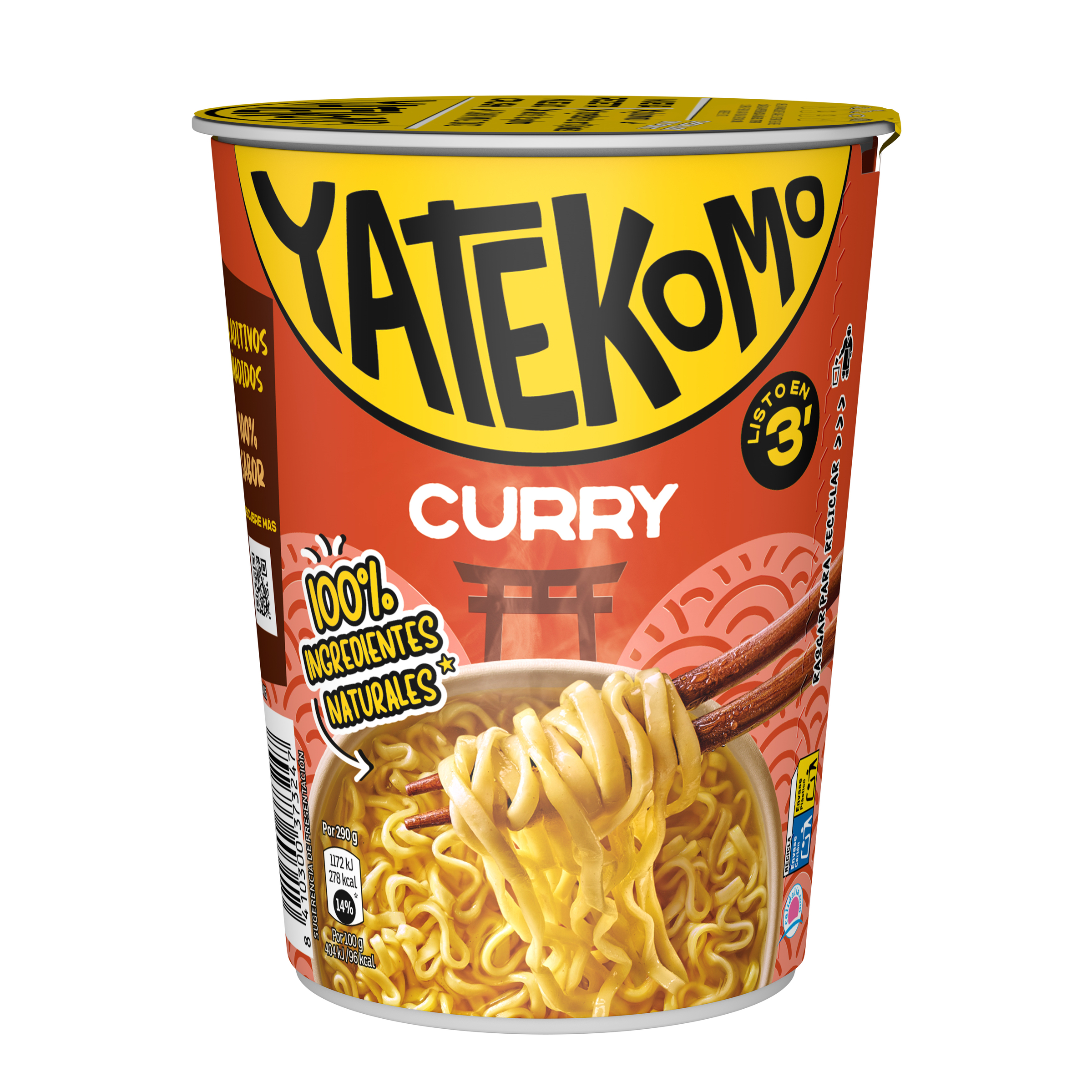 Fideos orientales sabor curry Yatekomo 60g