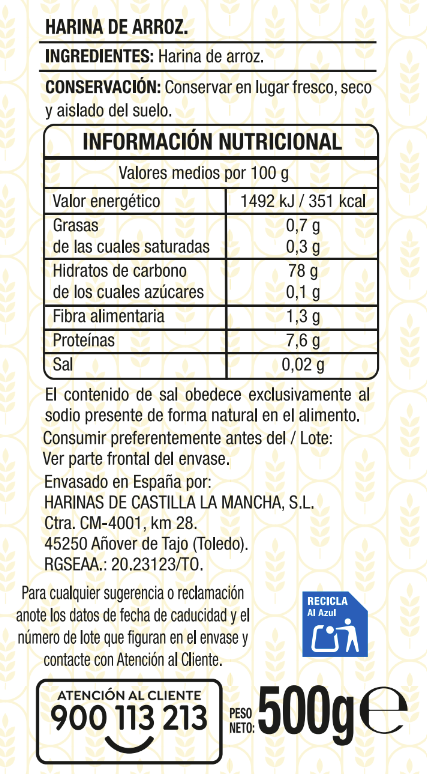 Harina de arroz sin gluten Alipende 500g