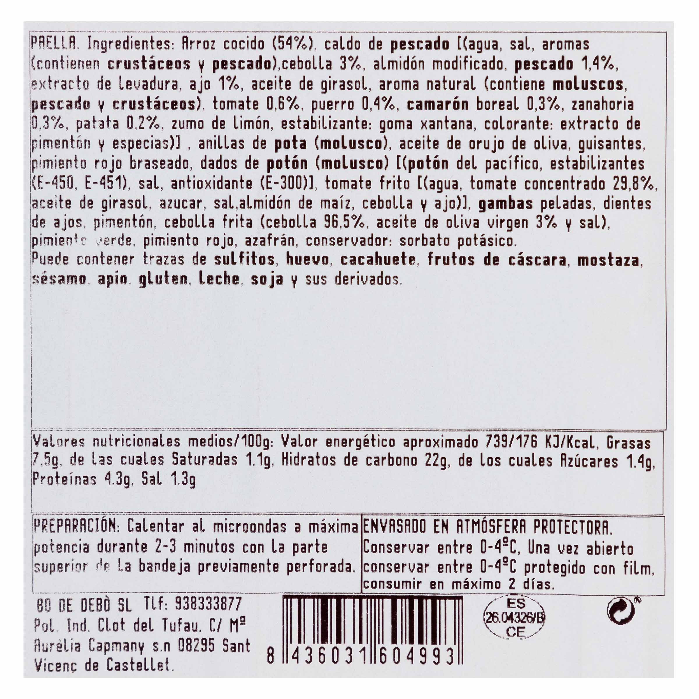 Paella de marisco Bo de Debó 300g