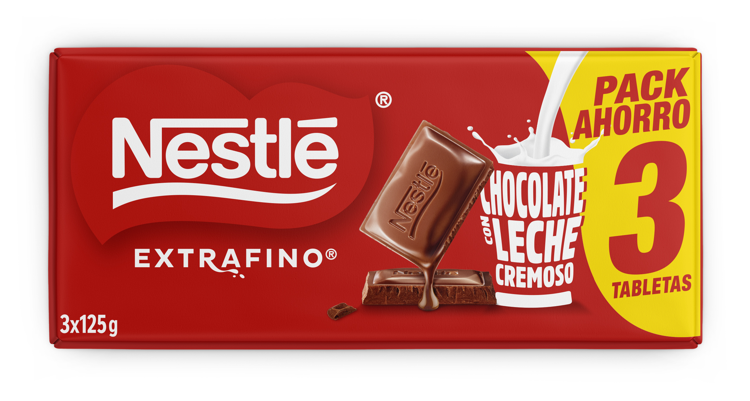 Chocolate con leche Nestlé Extrafino pack tabletas 3x125g