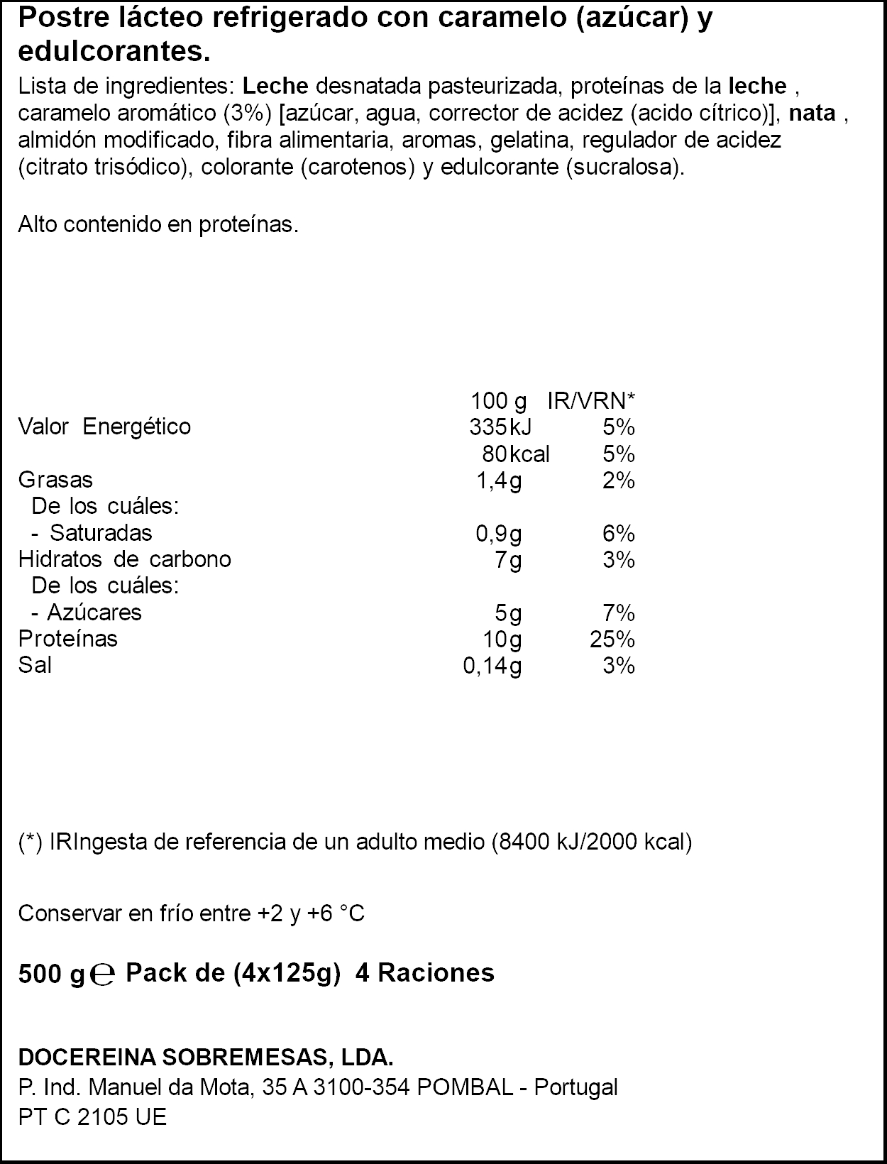 Natillas caramelo ricas en proteínas (4x125g)