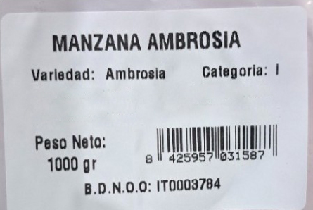 Manzana Ambrosia Bolsa 1k