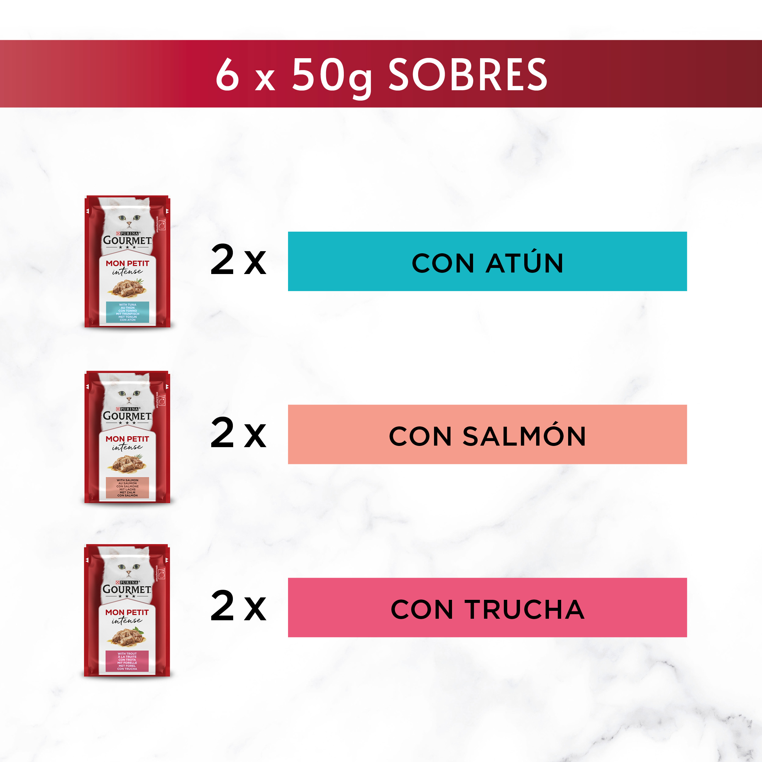 Comida húmeda gato Purina Gourmet mon petit pack 6