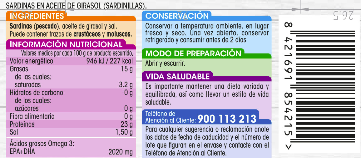 Sardinilla en aceite de girasol Alipende 62g