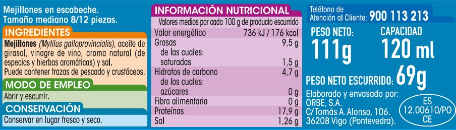 Mejillon Alipende 69g 8/12 escabeche