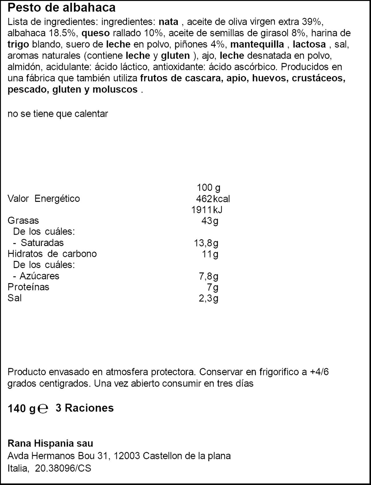 Salsa Rana 140g pesto de albahaca
