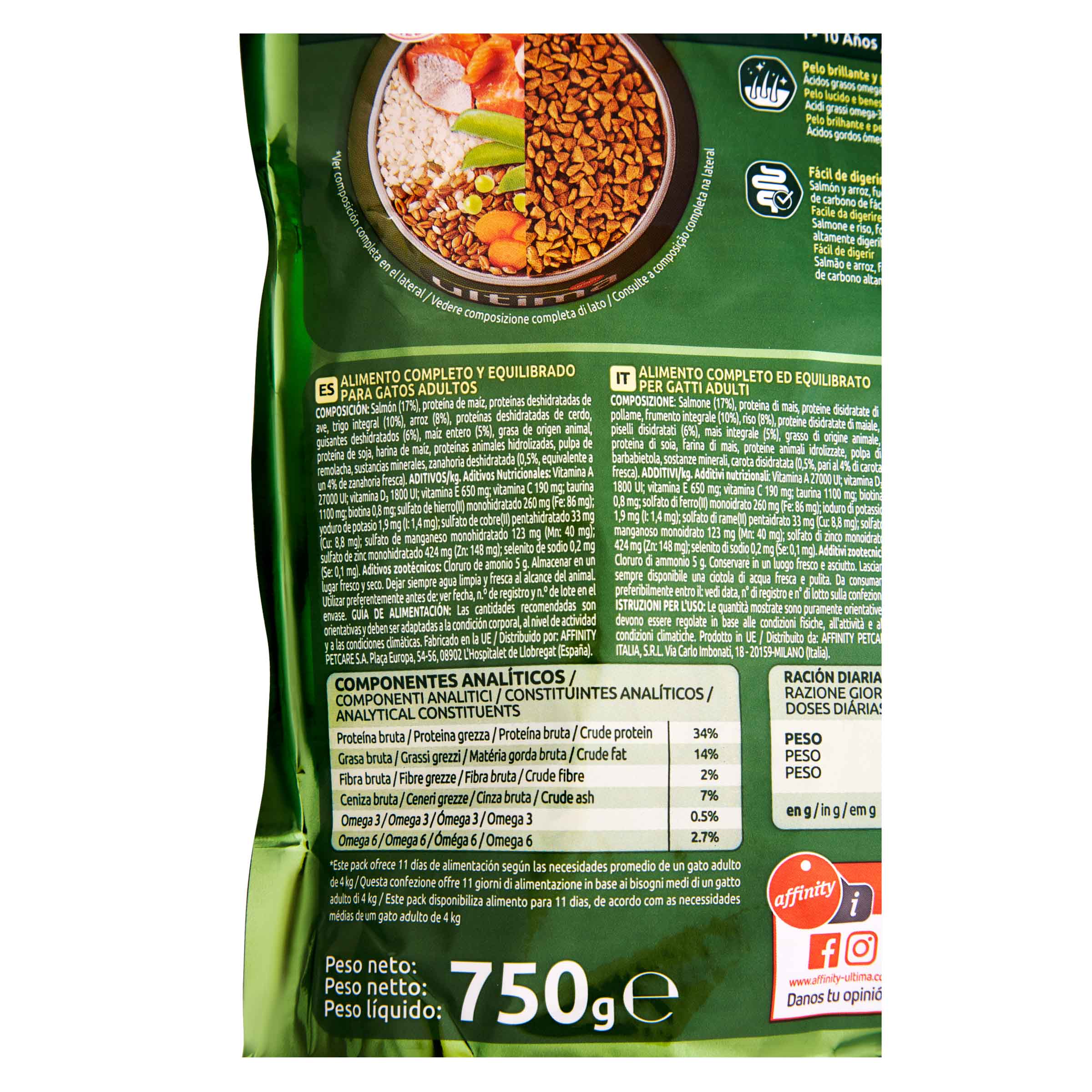 Pienso gato Ultima salmón 750g