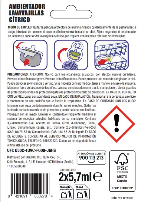 Ambientador para lavavajillas cítrico Lanta 2 unidades