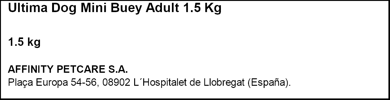 Pienso perro Ultima mini adulto buey 1,5kg