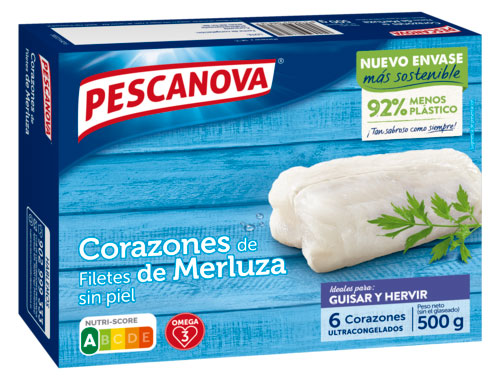 Corazón filete merluza Pescanova 500g sin piel