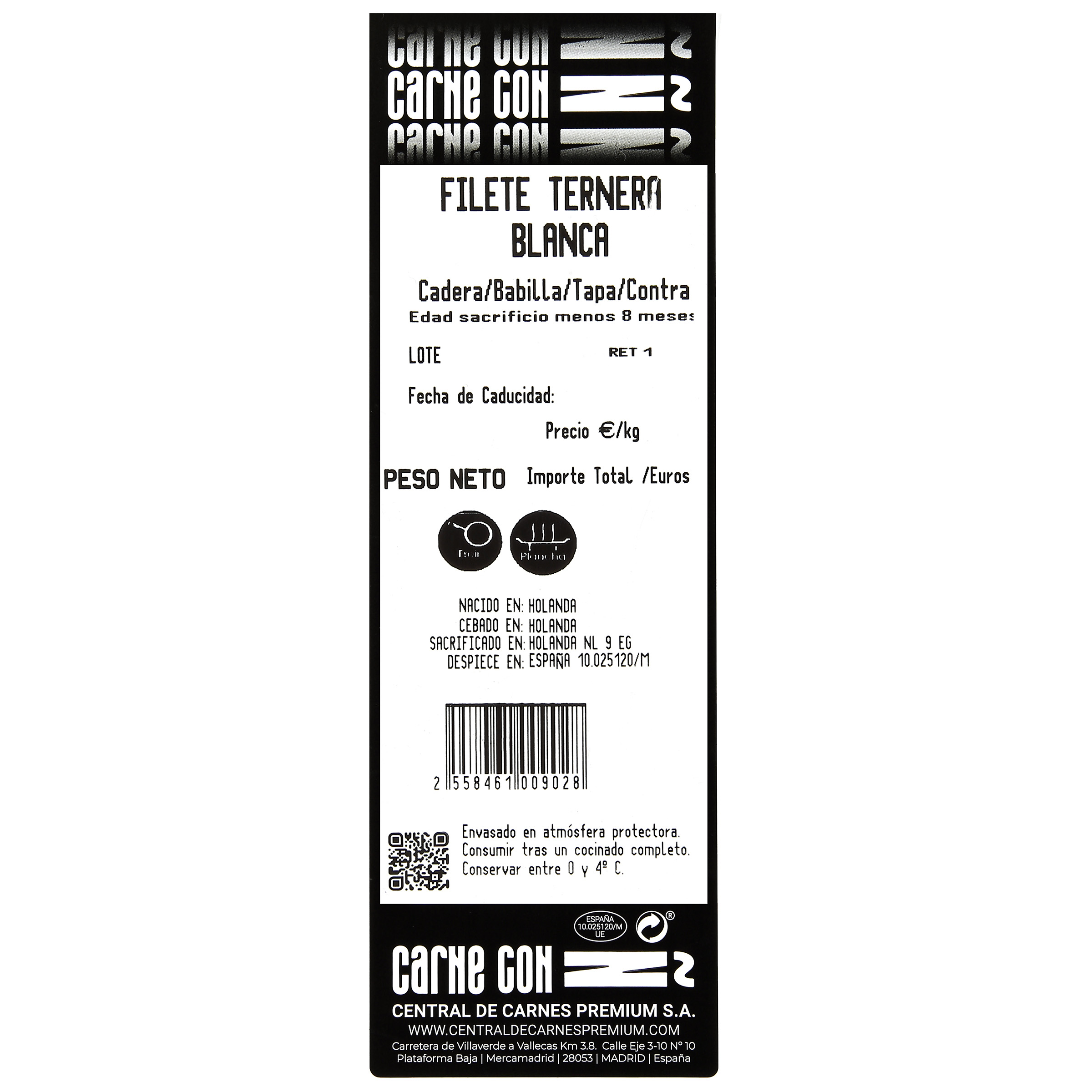 Filete de 1ª de ternera blanca premium 500g aproximadamente