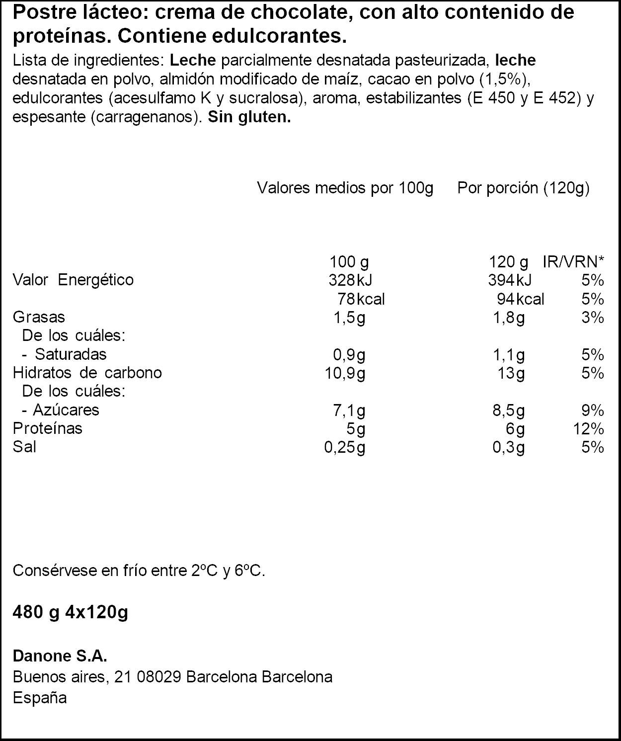 Natillas Proteinas Danone Pack 4 Chocolate