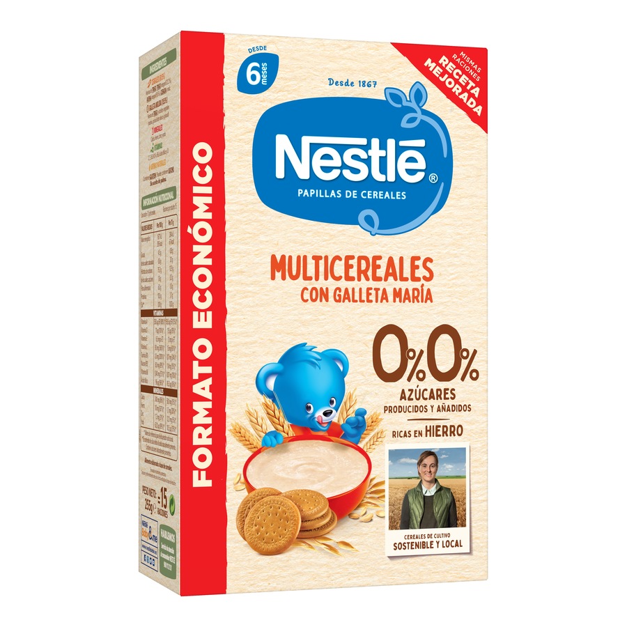 Papilla Nestlé multicereales con galleta desde 6meses 255g