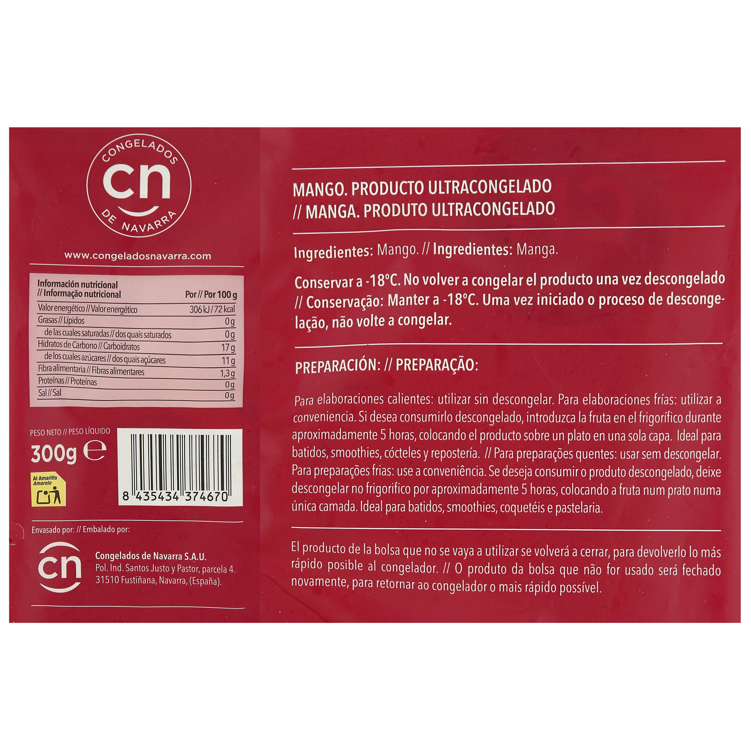 Mango congelado de Congelados Navarra 300G