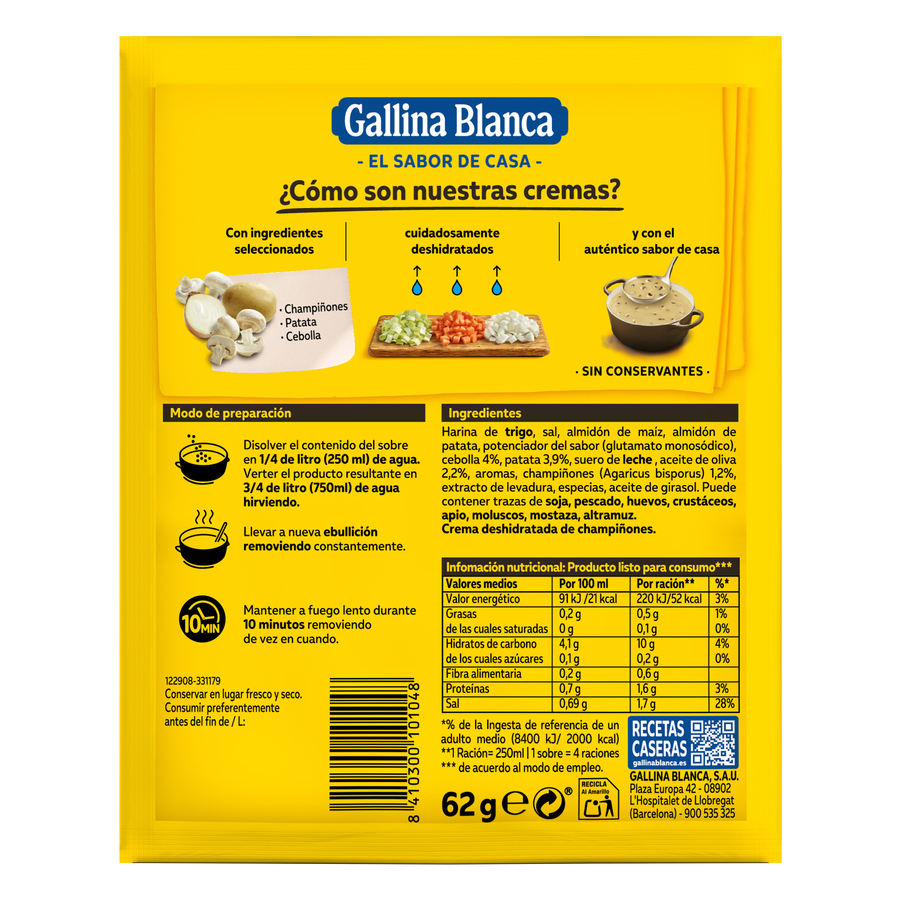Crema Gallina Blanca 62g champiñones