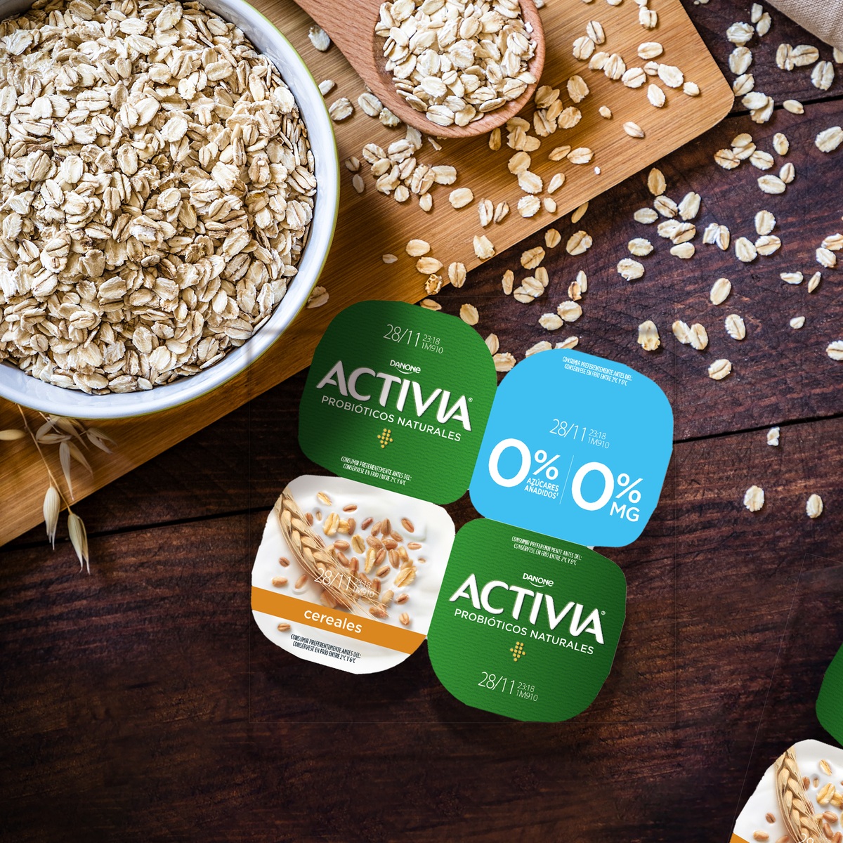Bífidus Activia fibra desnatado 0% materia grasa pack 4 cereales