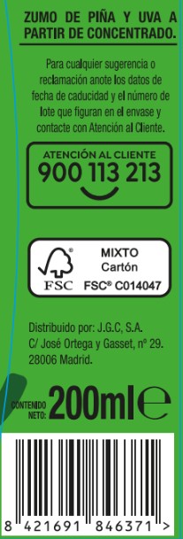 Zumo de piña y uva Alipende pack 6