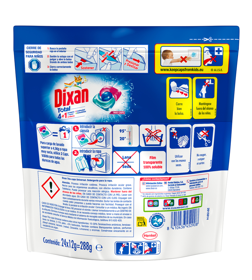 Detergente Cápsulas Dixan 24Lav Triocaps 4+1