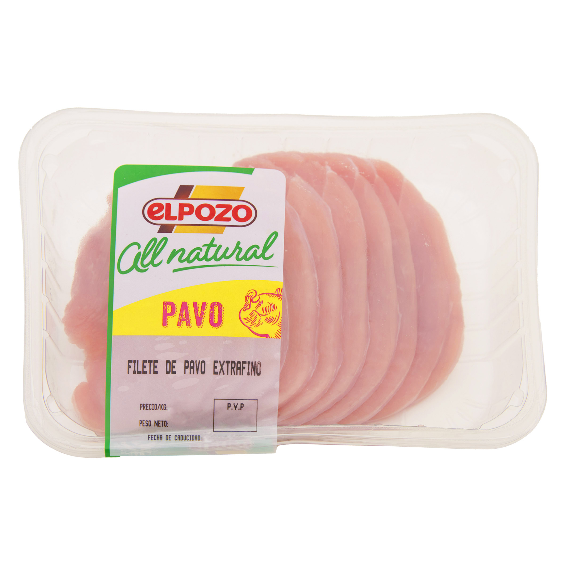 Filete extrafino de pechuga de pavo AllNatural ElPozo 500g aproximadamente