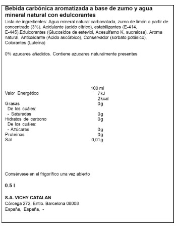 Bebida con gas vichy catalan con sabor a limón 50cl