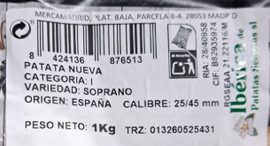 Patata blanca guarnición malla 1kg