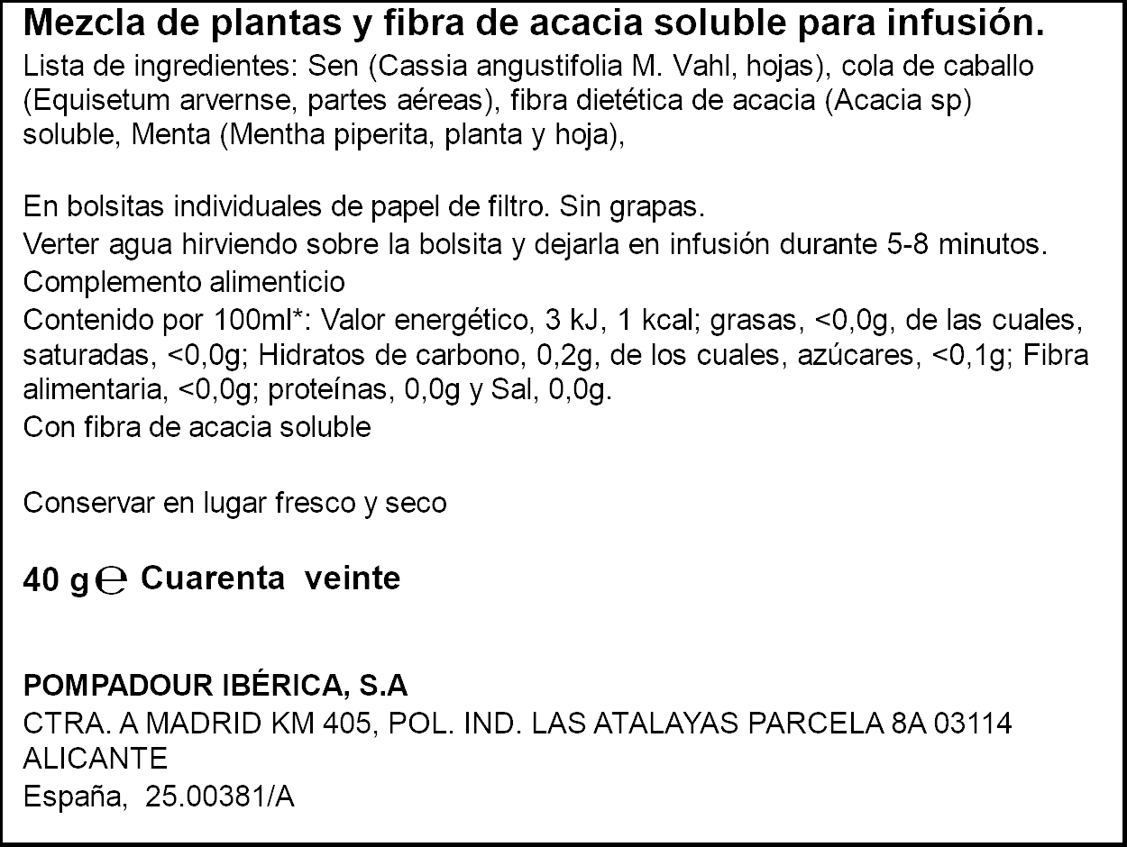 Infusión delgaxan fibra Pompadur 20 Uds