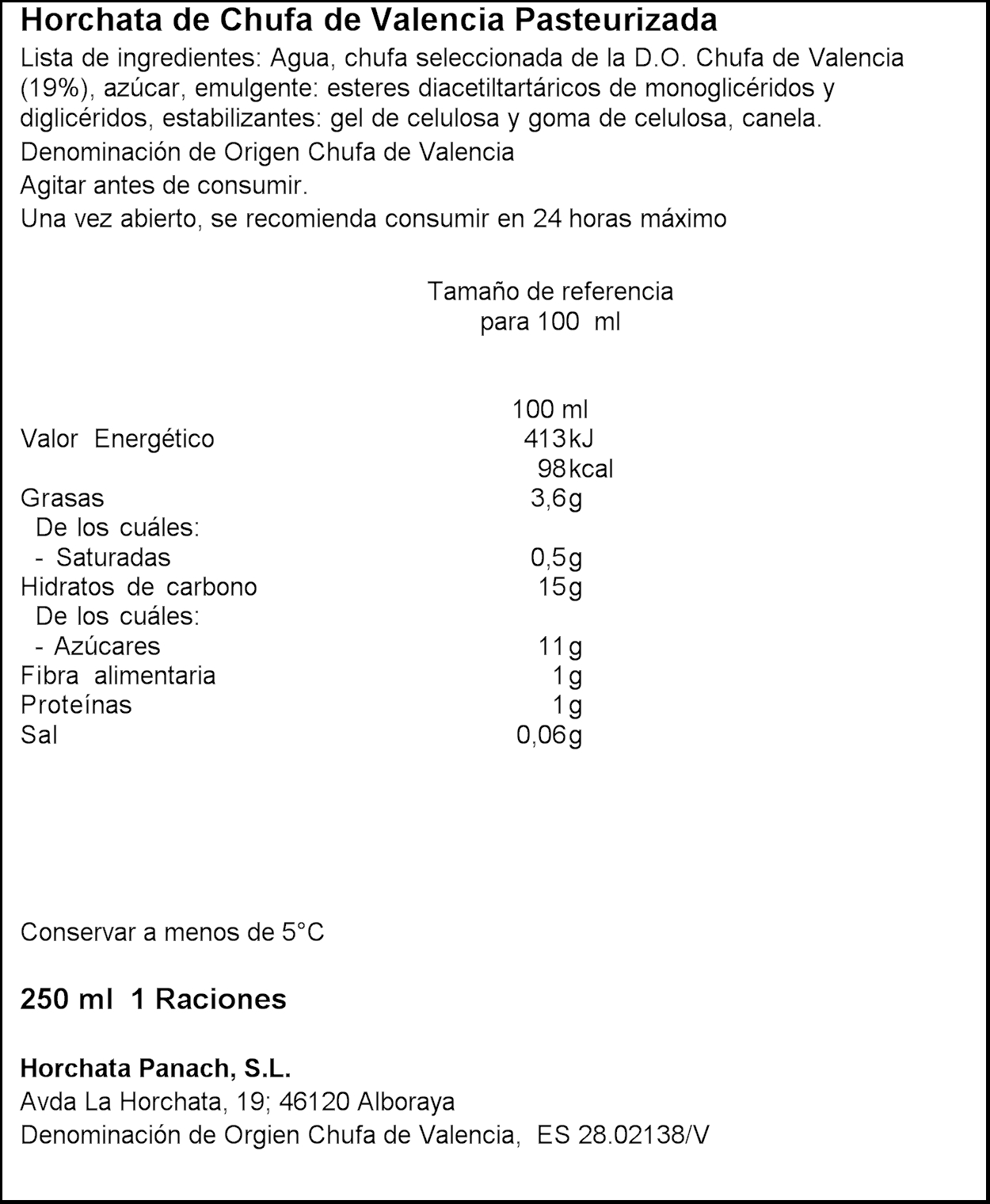Horchata Fresca Xufatopía 250 ml