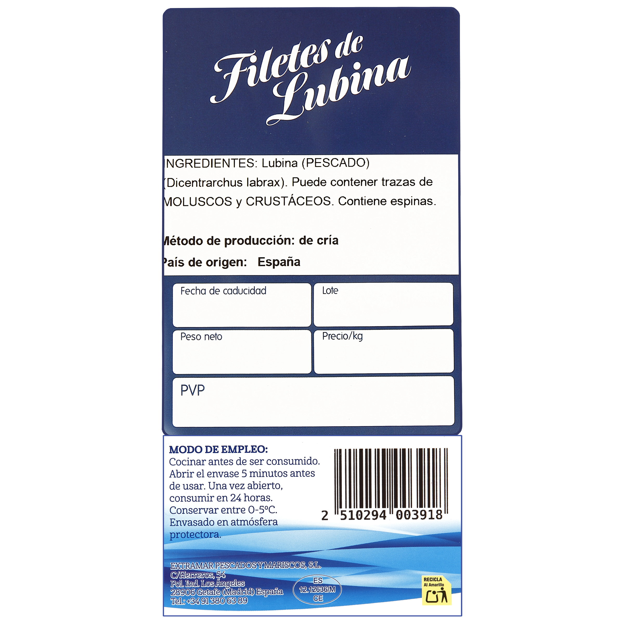 Filetes de lubina de cría Gourmar bandeja