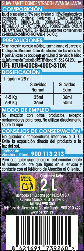 Suavizante Concentrado Lanta 80 Lavados Frescor Lavanda